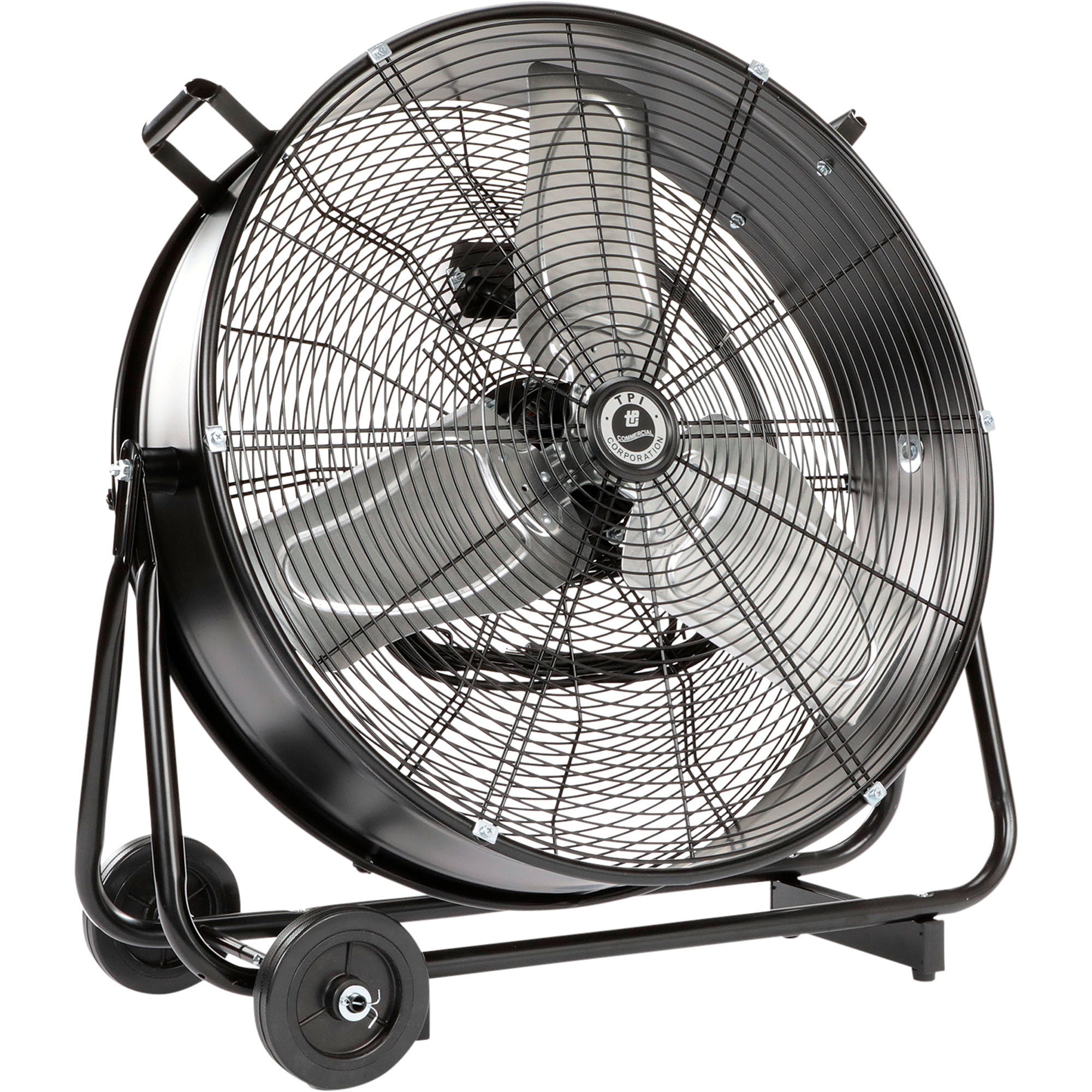 TPI Commercial Belt Drive Drum Fan - 24in. Diameter, 120V, Steel Swivel Base, Model# CPBS24DHV